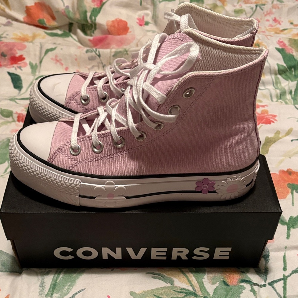 Converse Light Pink Floral High-Tops